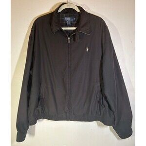Polo Ralph Lauren Mens Black Cotton Lined Harrington Full Zip Jacket Size XL